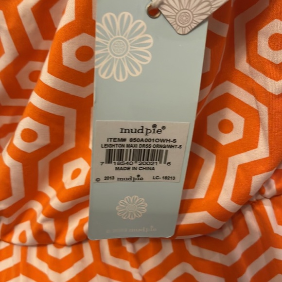 mud pie Leighton 3 Way Maxi Dress Orange/White - Picture 7 of 9